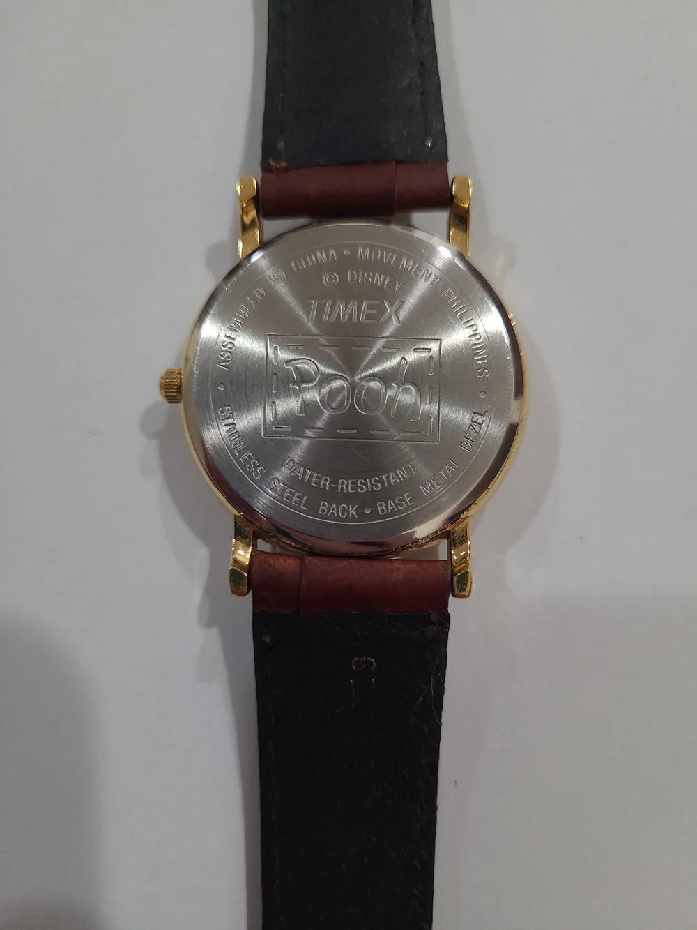 Timex Tigger Dial Watch with Gold-Tone Case and Brown Leather Strap